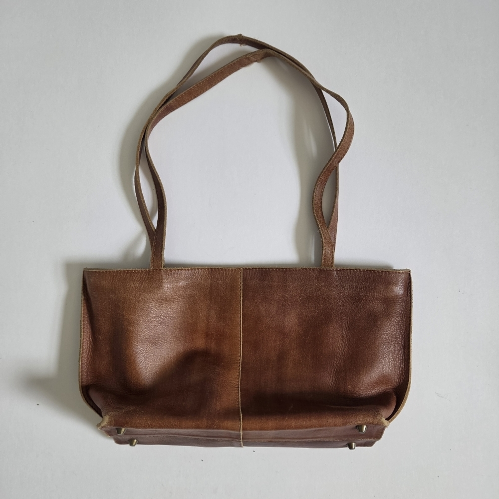 VTG Hobo international Leather Shoulder Bag Cognac Honey Brown med 15x9